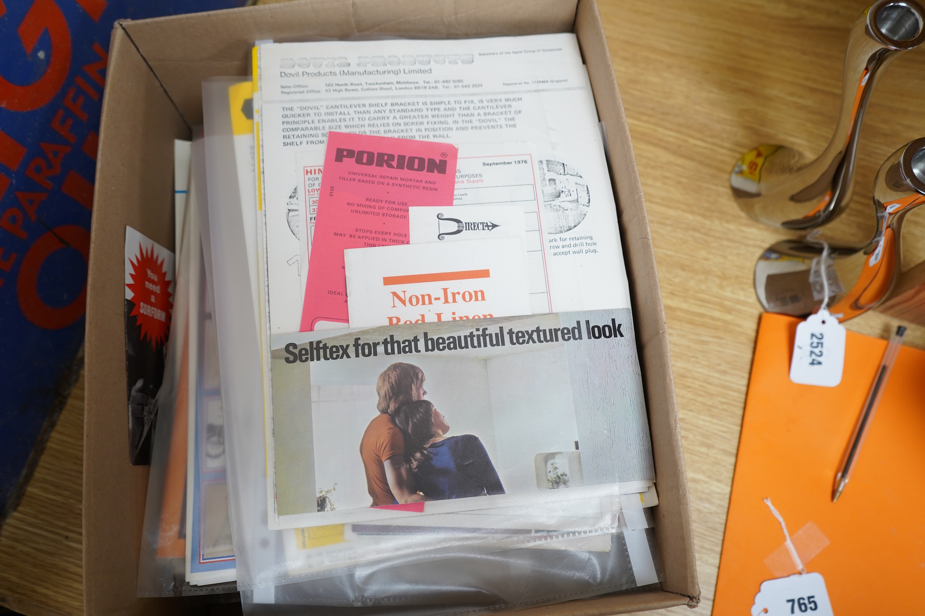 A collection of 1970s advertising booklets for G Plan, Ladderax, Qualcast, Pyrex, etc.